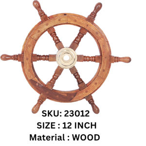 Wooden Ship Wheel <b>Wall</b> Decor Nautical Steering Wheel Model Polished <b>Round</b> <b>Wall</b> Hanging 4 Inch Home Office Decor - Product Image 5