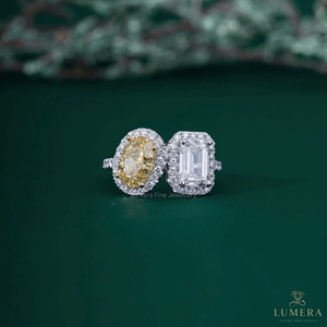 Fancy Yellow Oval Diamond Halo Engagement & Wedding <b>Ring</b> 14K/18K White Gold Synthetic Lab Grown Luxury for Women - Product Image 1