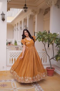 Vestido Anarkali Amarillo Bordado con Dupatta para Mujer, Diseño de Diseñador, Ropa Étnica para Fiestas, Colección India para Bodas y Celebraciones - Product Image 3