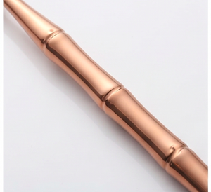 Juego de cubiertos de oro rosa con diseño de mango de bambú, acabado de alto brillo, apto para lavavajillas, vajilla moderna para bodas y uso doméstico. - Product Image 2