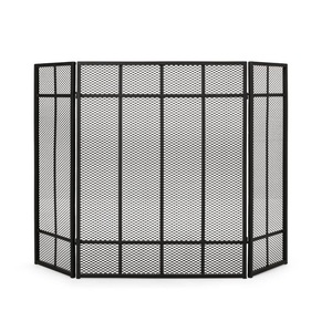 Écran de cheminée plat compact à panneau unique, avec cadre en fer forgé et support métallique, protection anti-étincelles, modèle High Arrival - Product Image 5