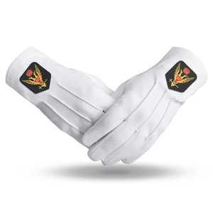 ถุงมือผ้าฝ้ายสีขาวยาวถึงข้อมือ พิมพ์ลายสัญลักษณ์เมสันด้วยความร้อน แบบเรียบง่าย ทนทาน ใช้ได้ทุกฤดูกาล เหมาะสำหรับธุรกิจ - Product Image 1