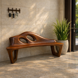 Banc en bois massif Luxali C009, dossier incurvé, écologique, durable, meubles d'extérieur, entrée, salon, hall d'entrée - Product Image 3