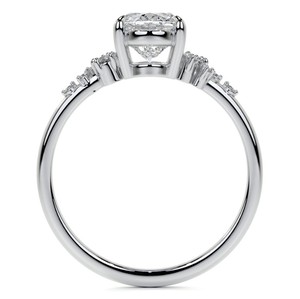 Anillo de compromiso, boda o aniversario de plata de ley 925 chapado en oro blanco con moissanita de corte ovalado clásico y engaste de puntas, joyería fina - Product Image 4