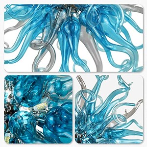 Aqdus Saleem Hand-blown Glass Eco-friendly Durable Rectangular Pendant Chandelier Turquoise-Artistic Sculptural Home Decoration - Product Image 2