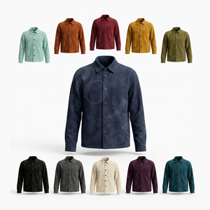 Chemise boutonnée en faux daim avec logo personnalisé de haute qualité à 100 %, manches longues, vêtements décontractés, chemises habillées élégantes pour hommes - Product Image 1