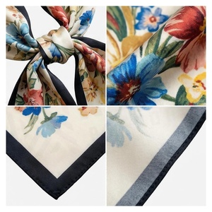 NORTH APPROACH Women's <b>Square</b> <b>Silk</b> <b>Scarf</b> Floral Print Elegant Multi-Functional Fashion Accessory All Seasons - Product Image 4