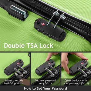Valigia Trolley in Alluminio Verde Matcha 3-in-1 con Strisce Diamantate, Accessorio da Viaggio alla Moda con Chiusura a Cerniera - Product Image 4
