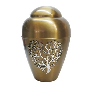 Metal Decorative Urn <b>Vase</b> With Lid Ornamental Tabletop Home Decor - Product Image 4