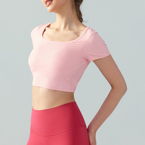 Camiseta Corta de Cuello Cuadrado para Mujer, de Alta Calidad, para Yoga, Ejercicio, Running, Fitness, Top Corto Acanalado para Gimnasio - Product Image 5