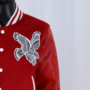 Blouson universitaire tendance à col montant, style streetwear, broderies chenille, patchs, pour homme, collection hiver, style cool, best-seller - Product Image 4