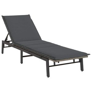 Tumbona Ajustable de Ratán PE Gris y Acero con Recubrimiento en Polvo, Muebles de Exterior Duraderos - Product Image 2