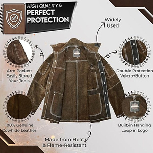 Unisex High Quality Heavy Duty Welding <b>Jacket</b> Cowhide Split Leather Reflective Safety Features Flame Resistant Heat Unisex FR - Product Image 4