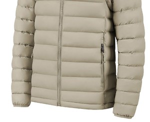 Veste matelassée à capuche beige pour homme, coupe slim, coupe-vent, fermeture éclair, couleur unie, pour l'automne - Product Image 3