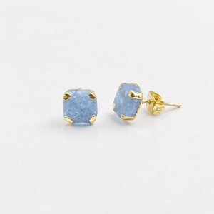 Wholesale Third Party Certified Blue Aquamarine <b>Stud</b> Earrings Women 14K Gold Plated Raw Birthstone Gemstone Minimalist Spring - Product Image 1