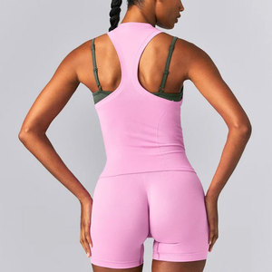 Débardeur de sport côtelé sans manches pour femme, coupe ajustée, longueur standard, compression, séchage rapide, vente en gros, prix bas, maillot de sport - Product Image 6