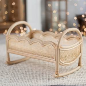 Cuna mecedora para muñecas, hecha a mano, de ratán, de alta calidad, muebles para muñecas, venta al por mayor - Product Image 4