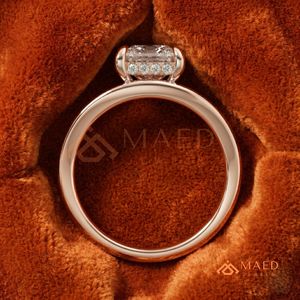 Romantic Rose Gold Princess Cut Engagement <b>Ring</b> - <b>Dainty</b> Wishbone Solitaire Band - Product Image 3
