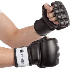Equipo profesional de MMA Marrón Cuero híbrido PU Perforación Lucha Guantes de MMA Logotipo impreso XXL - Product Image 4