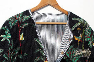 เสื้อแจ็คเก็ตผ้าฝ้ายบุผ้านวมสำหรับผู้หญิง สไตล์โบฮีเมียน วินเทจ แบบกิโมโน แต่งแถบลาย  ใส่ได้สองด้าน ทำมือ ดีไซน์เปิดด้านหน้า เสื้อโค้ทแบบใหม่ - Product Image 5