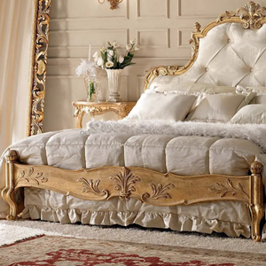 Ensemble de chambre à coucher de luxe en bois d'acajou, taille King, style européen royal, rembourré, pour hôtel, livraison gratuite - Product Image 4