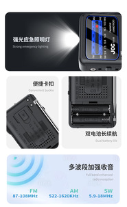 Radio AM/FM Portátil de Plástico con Pantalla LCD, Altavoz Integrado, Carga Tipo-C, Batería Recargable de 500mAh - Uso en Exteriores y en Casa - Product Image 5