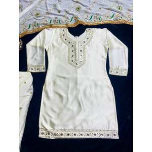 Ensemble de vêtements de fête pour femmes, haut, jupe dhoti, dupatta, combinaison - Product Image 4