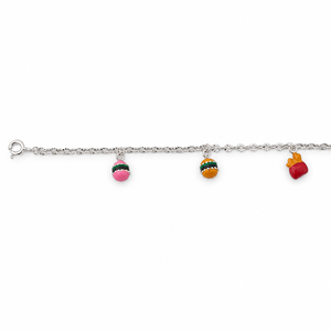 Cheville en argent sterling 925 avec breloque alimentaire émaillée, finition polie, style mode mignon, bijoux pour filles et femmes, à porter au quotidien, cadeau d'anniversaire - Product Image 2