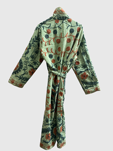 Veste en velours pour femmes grande taille, col mandarin, manches longues, motif floral brodé à la main, manteau long, vêtements d'hiver - Product Image 3