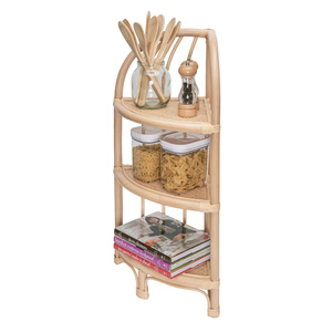 Top Selected Wholesale High Quality Handcrafted 3-Tier Rattan Corner <b>Shelf</b> Suitable <b>For</b> Kitchen & Living Room Display - Product Image 3