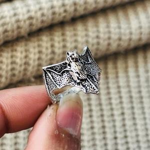 Gothic Bat Shape Brass <b>Ring</b> Oxidized Silver Plated Punk Biker <b>Statement</b> Wholesale <b>Ring</b> For Men's - Product Image 2