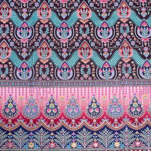 Tela de crepé floral tejida marrón oscuro con bordado, 54 pulgadas, pieza de corte clásico con borde Daman para Kurti, Túnica, Anarkali, Vestido, Lehenga - Product Image 6