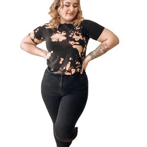 Camiseta de manga corta para mujer, camisa de lavado ácido, nuevo diseño, precio al por mayor - Product Image 1