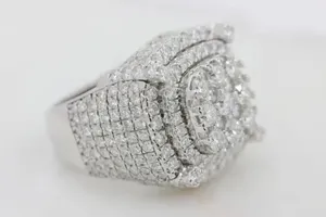 Moissanite Cluster <b>Ring</b> 925 Sterling <b>Silver</b> Luxury Iced Out <b>Statement</b> <b>Ring</b> Diamond Look Hip Hop Jewelry for Men Women - Product Image 6
