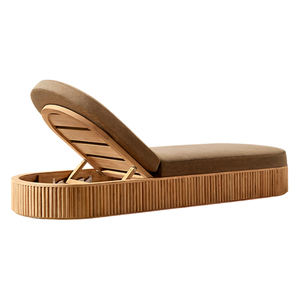 Colección Signature Hotel Emma, Tumbona de Exterior de Lujo en Madera de Teca Curvada, Diseño de Plataforma con Cojín Tapizado Ajustable - Product Image 2