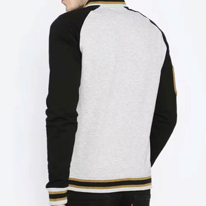 Men's Grey Black Varsity Jacket Regular Fit <b>Button</b> Front Embroidered Letter 8 Left Sleeve Casual Autumn Wear - Product Image 4