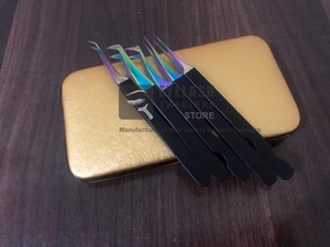 Matte Black <b>Rainbow</b> Powder Coated Japanese Stainless Steel Lash Tweezers <b>Top</b> Quality Custom Eyelash Extension Tweezers - Product Image 3