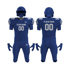 Ensemble Maillot et Pantalon de Football Américain Tendance pour Homme – Sublimé, Anti-humidité, Col en V Ajusté, Manches Courtes, Bleu, Nom d'Équipe - Product Image 1