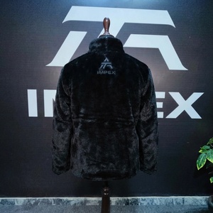 Unisex <b>Gothic</b> Fleece <b>Jacket</b> Black Stand Collar Zipper Front Cross Winter Thick Regular Fit - Product Image 3