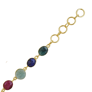<b>Gold</b> Plated Brass <b>Beaded</b> <b>Bracelet</b> with Quartz and Freshwater Pearl Bezel Setting Geometric Bohemia Style Unisex Gift Jewelry - Product Image 4