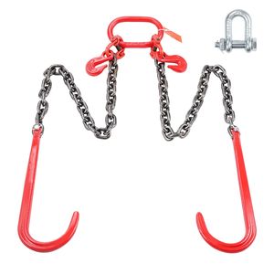 Catena di traino G80 V Bridle Chain per impieghi gravosi 3/8'' x 3 con ganci a J da 15'' e ganci di presa, bridle da 78'' per trasporto e traino - Product Image 1