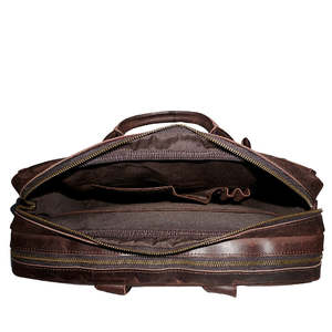 Crazy Horse Leather Casual Briefcase Retro Men Multi Pocket Laptop <b>Bag</b> Rugged Vintage Office Carry with Smart Organizer Design - Product Image 5