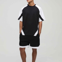 Conjunto de Camisetas para Hombre con Bloques de Color, Cuello Redondo, Manga Corta, Estilo Casual de Verano, Transpirable, Tejido de Poliéster y Algodón