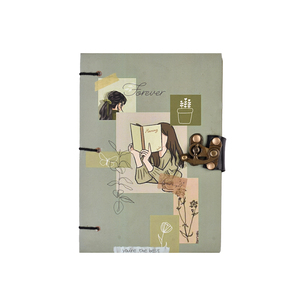 <b>A5</b> Minimal Floral Handmade Paper <b>Notebook</b> EcoFriendly Journal 100 Pages Double Side Writing Diary with Metal Lock Elegant Design - Product Image 1