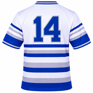 T-shirt de Fraternité Athlétique Rayé à Col Rond en Jersey Respirant 100% Coton 14 Mailles Blanc et Bleu Royal pour Hommes Phi Beta Sigma - Product Image 4