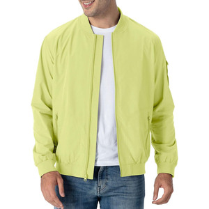 Blouson bomber vert lime pour homme, fermeture éclair, coupe décontractée, coupe-vent, col montant, coupe régulière, pour l'automne - Product Image 1