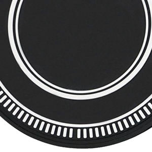 Circular <b>Rubber</b> Patch Dual Sided Printed Stick-On Black with White Border Design for Custom Applications - Product Image 2