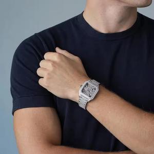 Reloj de Lujo para Hombre con Diamantes Cuadrados, Acero Inoxidable, Cuarzo Analógico, Cierre Desplegable, 42mm, Estilo Elegante - Product Image 1