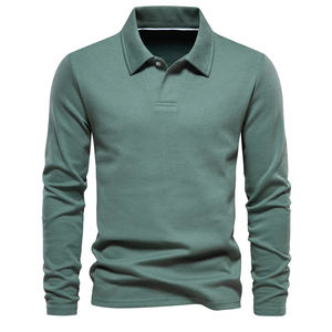 Polo brodé pour homme en coton 100 % uni avec logo personnalisé et col classique, idéal pour le bureau - Product Image 2