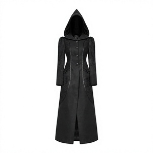 Manteau long à capuche noir gothique pour femme, style victorien, costume pour Halloween, cosplay, vêtements pour adultes - Product Image 1